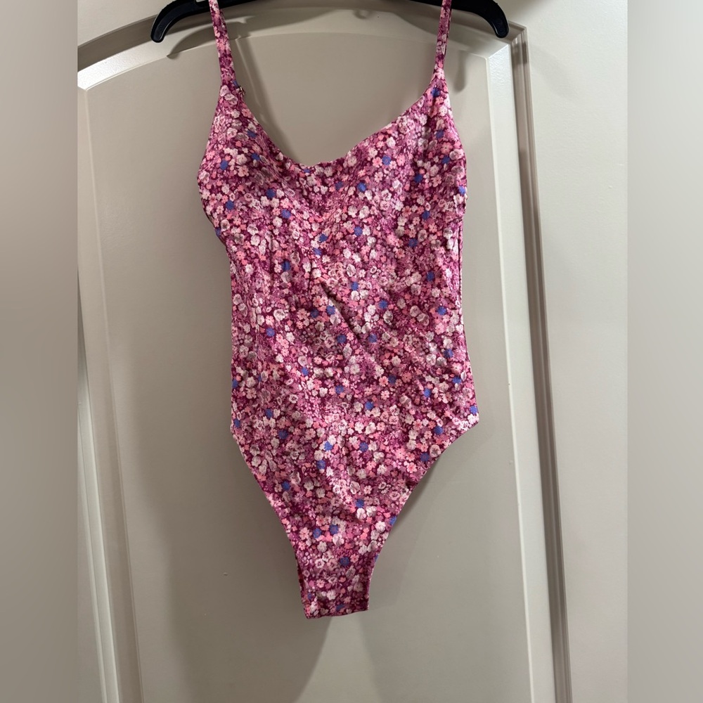 Chelsea & Violet Floral Pink One-Piece Swimsuit small